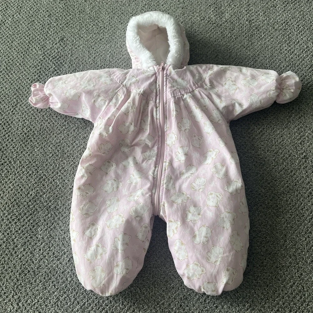 Vintage Sesame Street Snowsuit. Size 3-6 Month. Pink, Teddy Bears